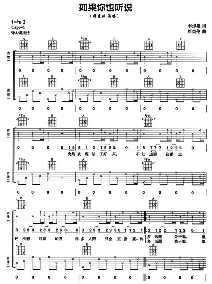 如果你也听说（双吉他）