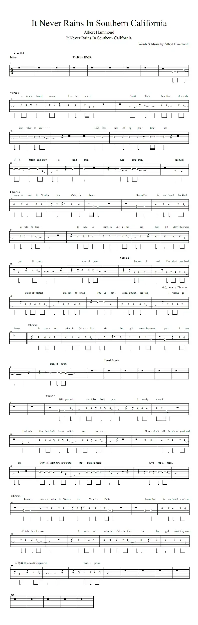 it never rains in southern california