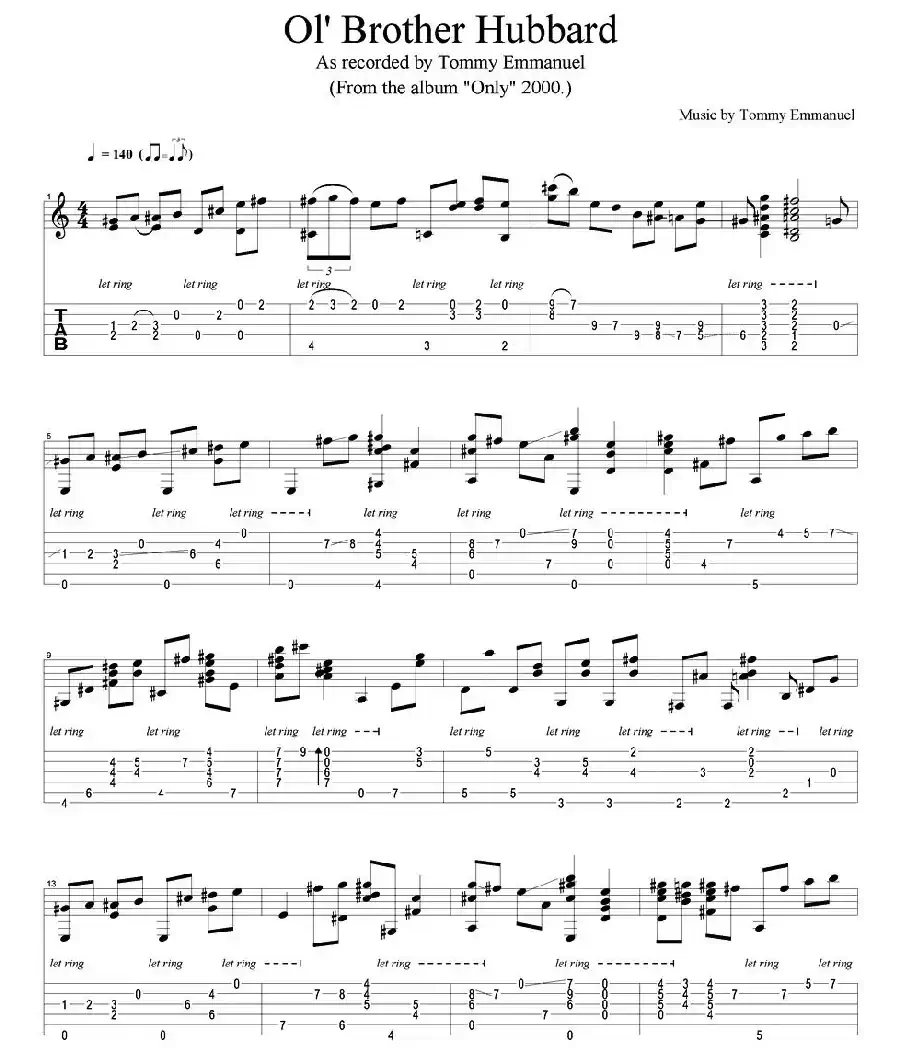 tommy emmanuel：ol' brother hubbard version-2（指弹吉他）