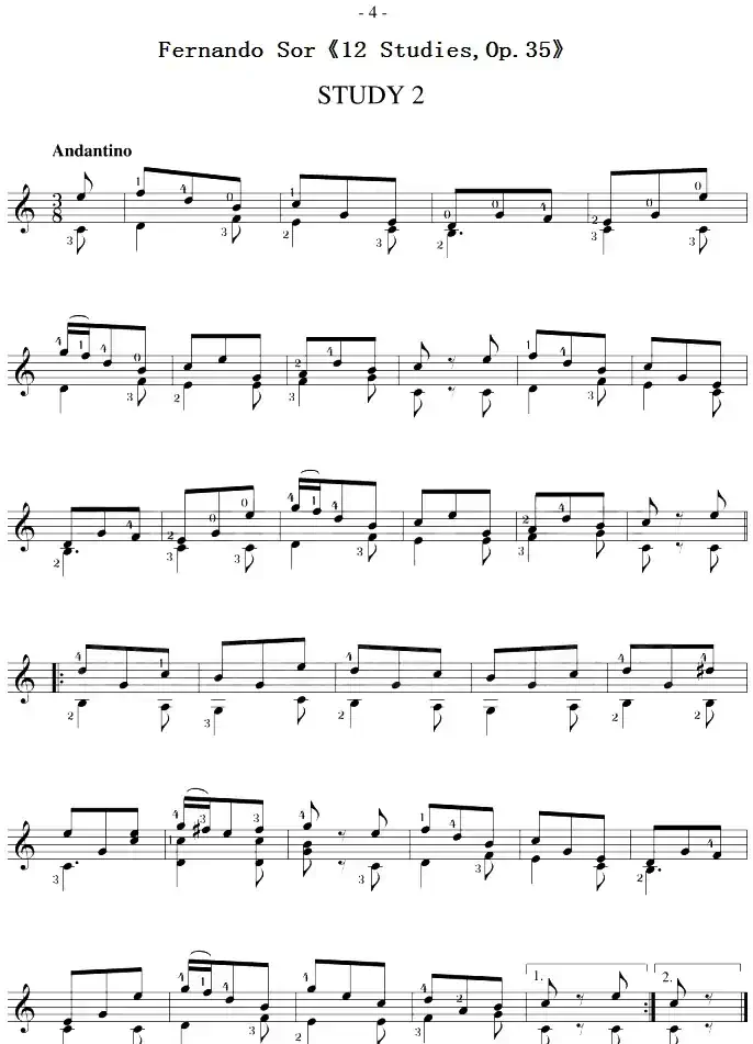 Fernando Sor《12 Studies,Op.35》（STUDY 2）