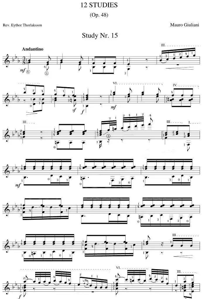 Mauro Giuliani《12 Studies,Op.48》（STUDY 15）