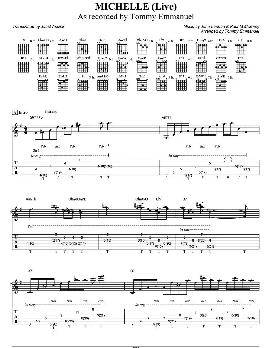 tommy emmanuel：michelle （live）（指弹吉他）