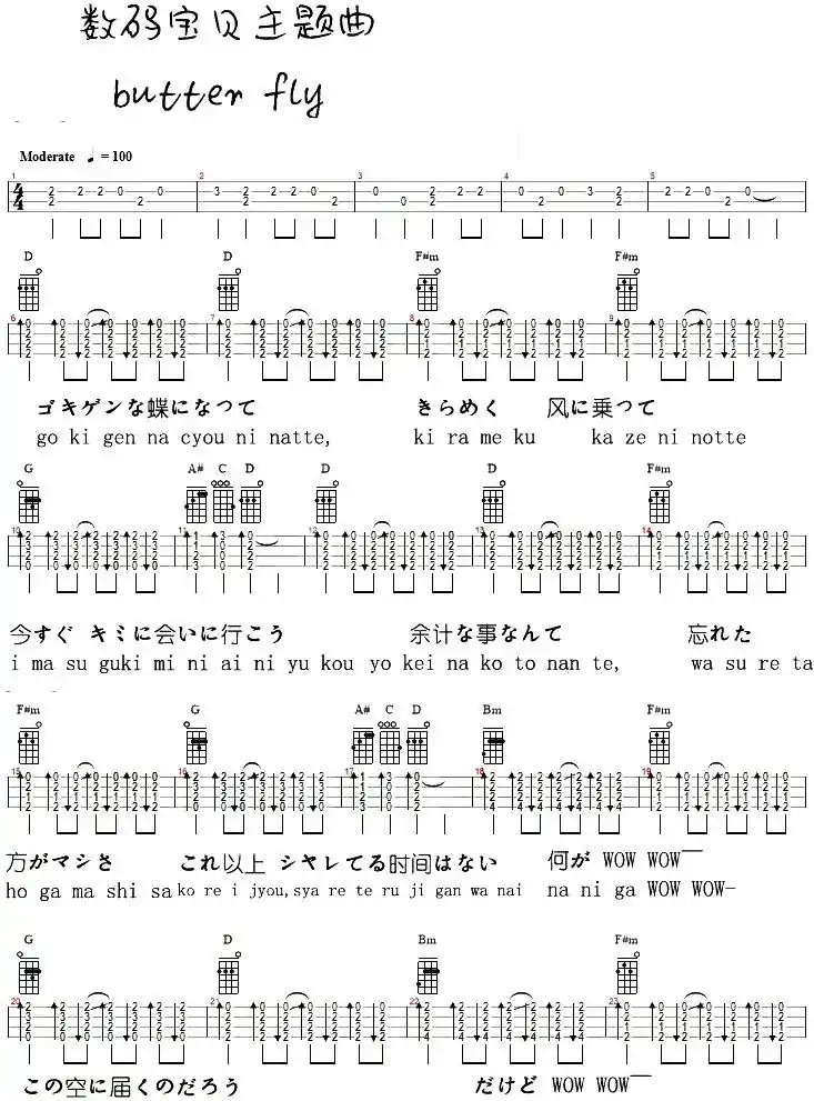 Butter Fly（尤克里里弹唱谱）
