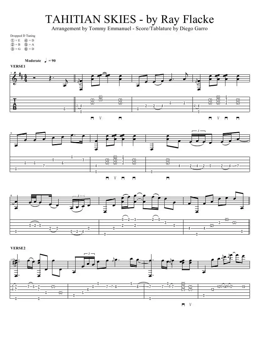 tommy emmanuel：tahitian skies with score（指弹吉它）