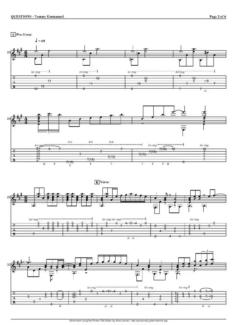 tommy emmanuel： questions（指弹吉它）
