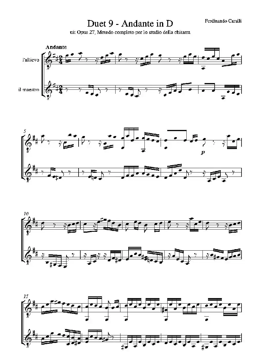 Metodo Completo Op.27-3（古典吉他二重奏练习·9）