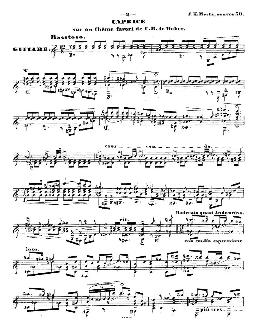 ​梅尔兹-—韦伯主题变奏随想曲 Op.50（古典吉他）