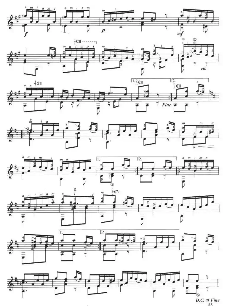 古典吉他考级六级外国乐曲B组（4首）