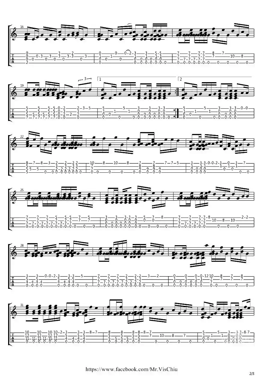 后来（ukulele指弹谱）