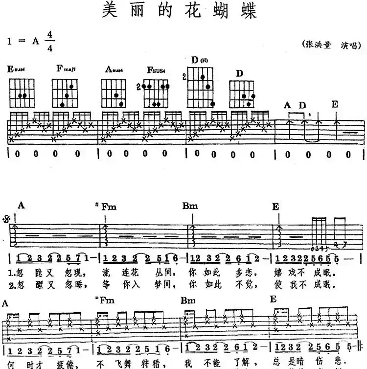 民族吉他弹唱：美丽的花蝴蝶