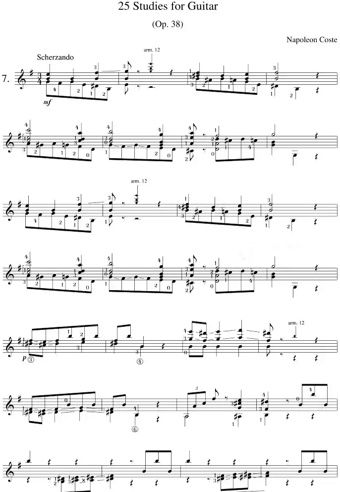 Napoleon Coste《25 Studies,Op.38》（STUDY 7）