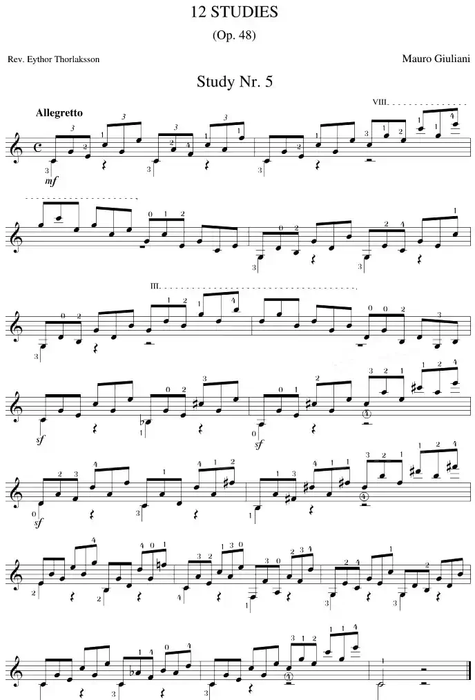 Mauro Giuliani《12 Studies,Op.48》（STUDY 5）