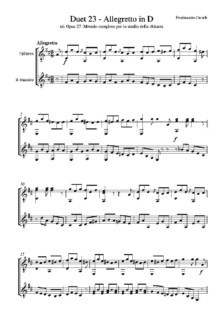 Metodo Completo Op.27-3（古典吉他二重奏练习·23）