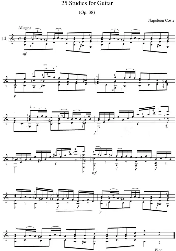 Napoleon Coste《25 Studies,Op.38》（STUDY 14）