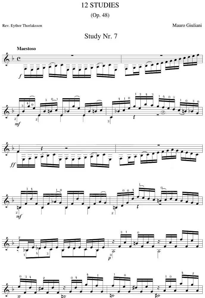 Mauro Giuliani《12 Studies,Op.48》（STUDY 7）