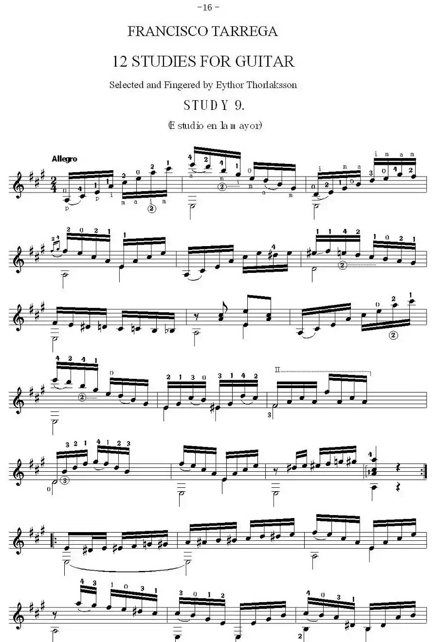 他雷加12首练习曲之9