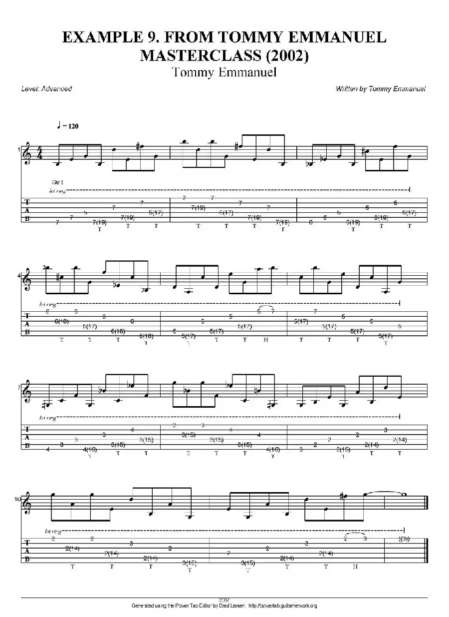 tommy emmanuel：masterclass example-9（指弹吉他）
