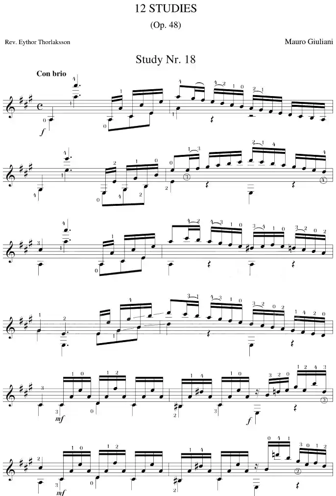 Mauro Giuliani《12 Studies,Op.48》（STUDY 18）