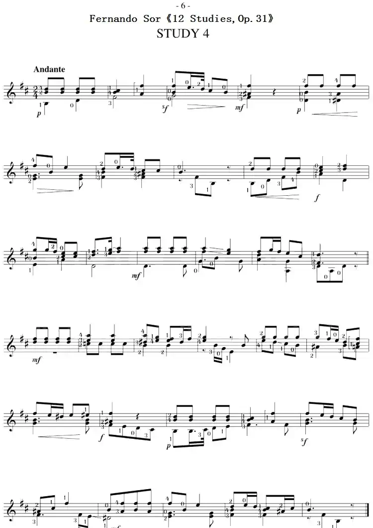 Fernando Sor《12 Studies,Op.31》（STUDY 4）