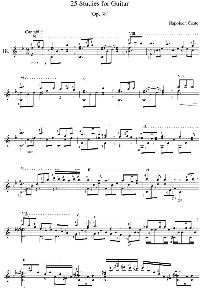 Napoleon Coste《25 Studies,Op.38》（STUDY 18）