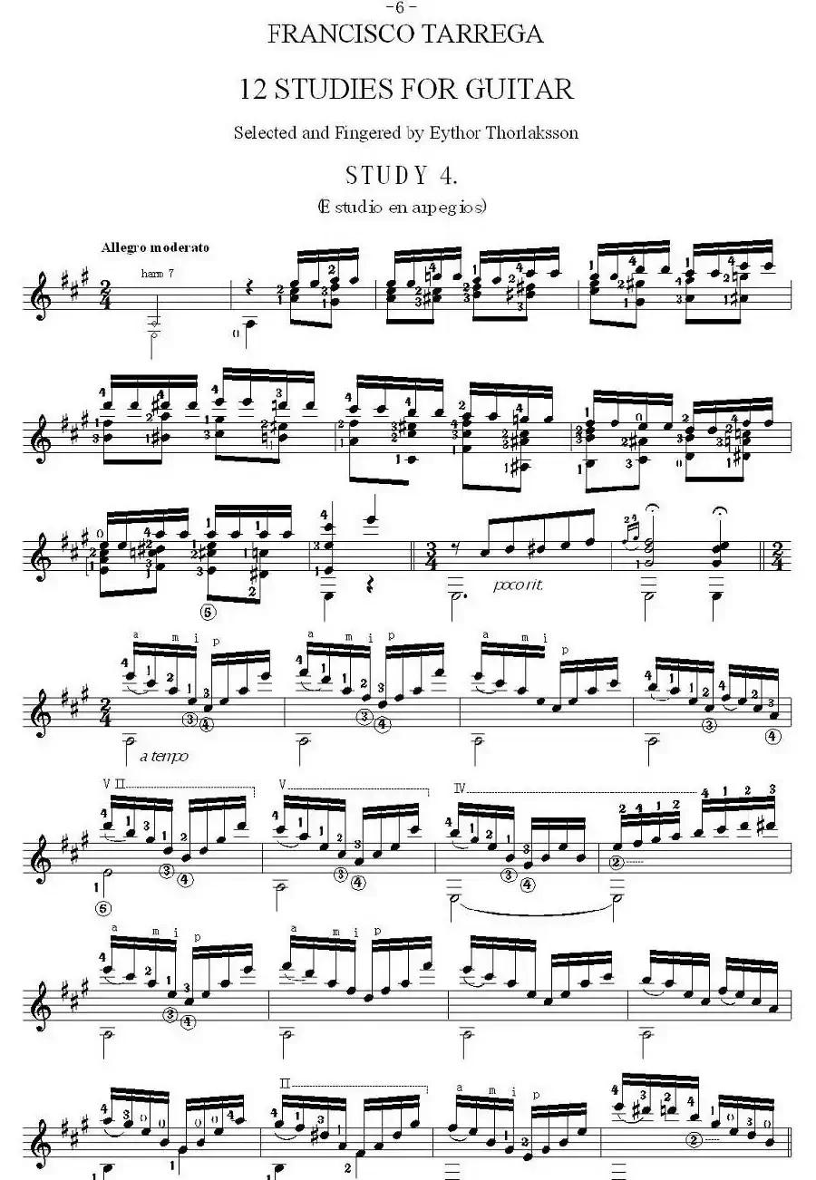 他雷加12首练习曲之4