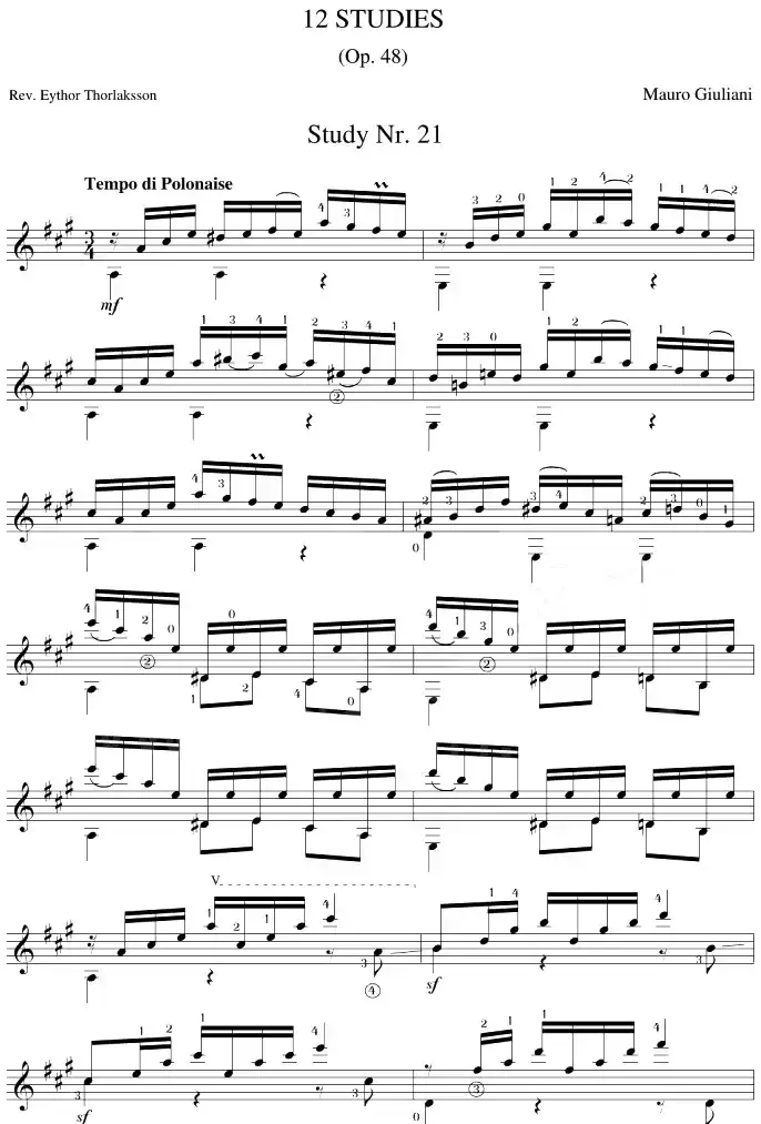 Mauro Giuliani《12 Studies,Op.48》（STUDY 21）