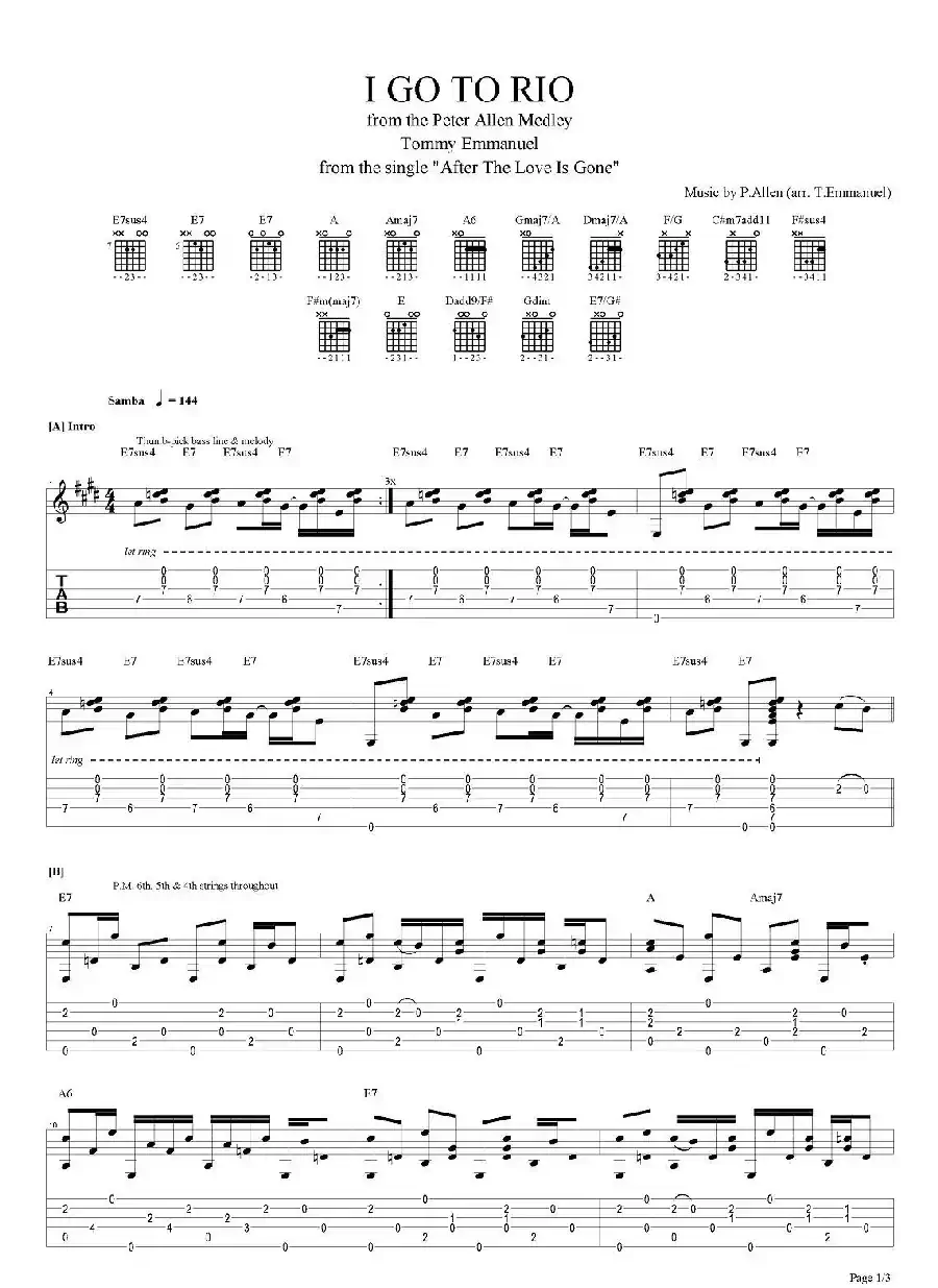 tommy emmanuel：i go to rio（指弹吉他）