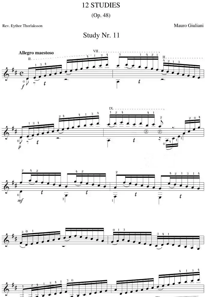 Mauro Giuliani《12 Studies,Op.48》（STUDY 11）