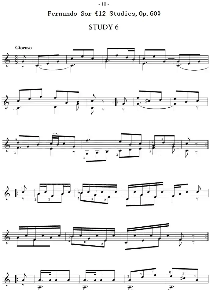 Fernando Sor《12 Studies,Op.60》（STUDY 6）
