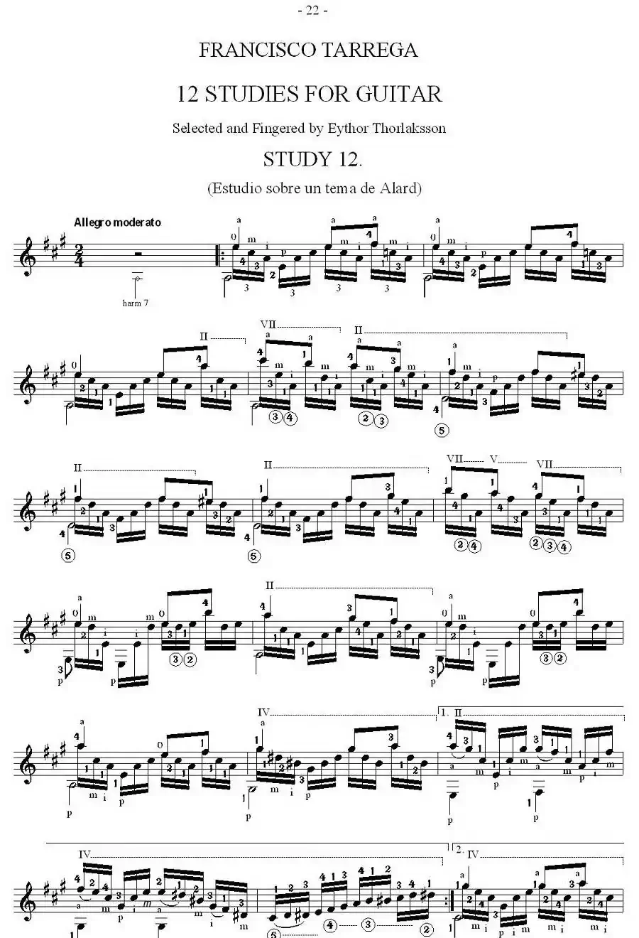 他雷加12首练习曲之12