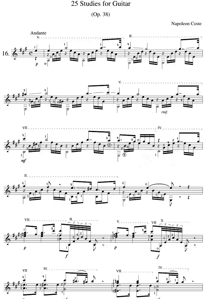 Napoleon Coste《25 Studies,Op.38》（STUDY 16）