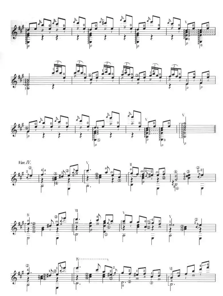 古典吉他考级十级外国乐曲A组（3、威尼斯狂欢节主题与变奏）