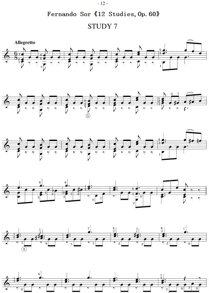 Fernando Sor《12 Studies,Op.60》（STUDY 7）