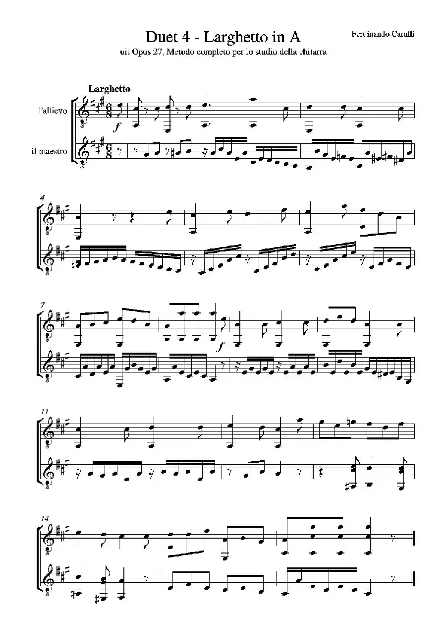 Metodo Completo Op.27-3（古典吉他二重奏练习·4）