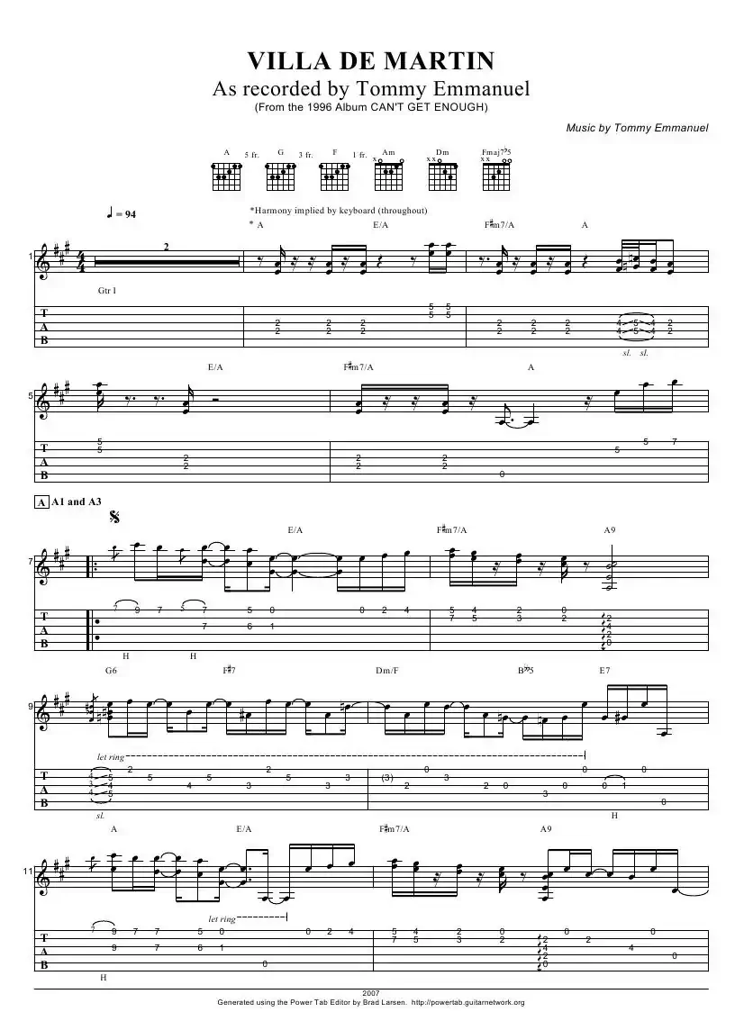 tommy emmanuel：villa de martin（指弹吉它）