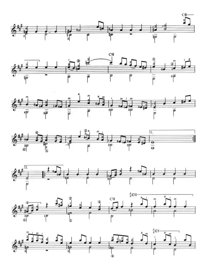 古典吉他考级八级外国乐曲A组（4、A大调奏鸣曲）