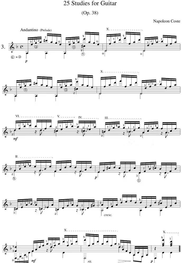 Napoleon Coste《25 Studies,Op.38》（STUDY 3）