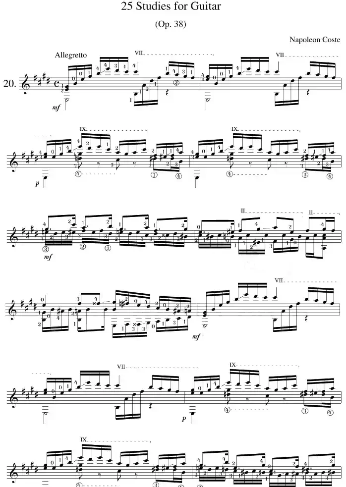 Napoleon Coste《25 Studies,Op.38》（STUDY 20）