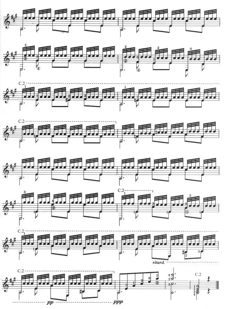 古典吉他考级七级外国乐曲A组（4、阿尔汗布拉宫的回忆）
