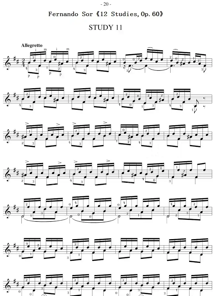 Fernando Sor《12 Studies,Op.60》（STUDY 11）
