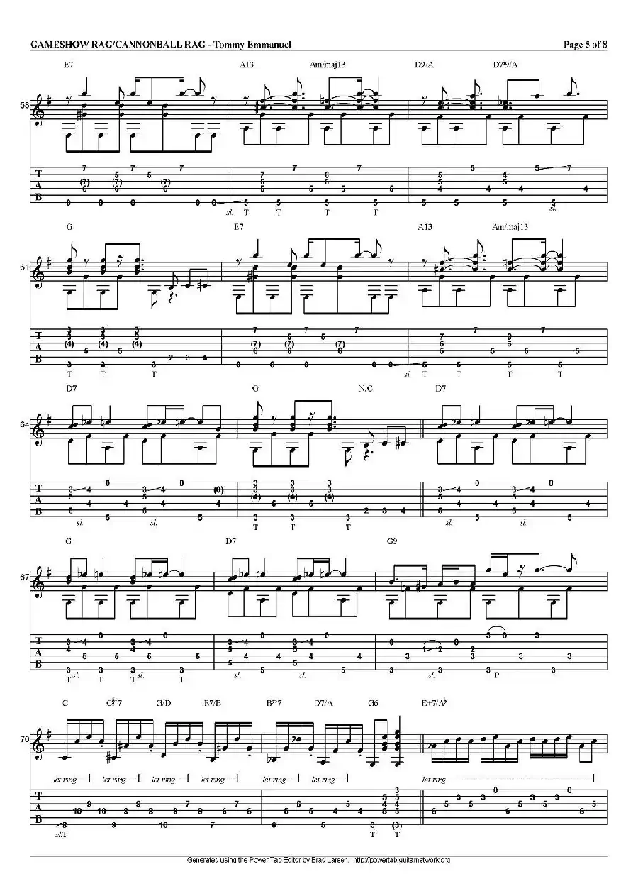 tommy emmanuel：gameshow rag/cannonball rag（指弹吉他）