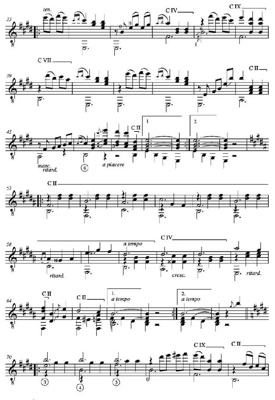 GRAN VALS(En la mayor)（古典吉他）