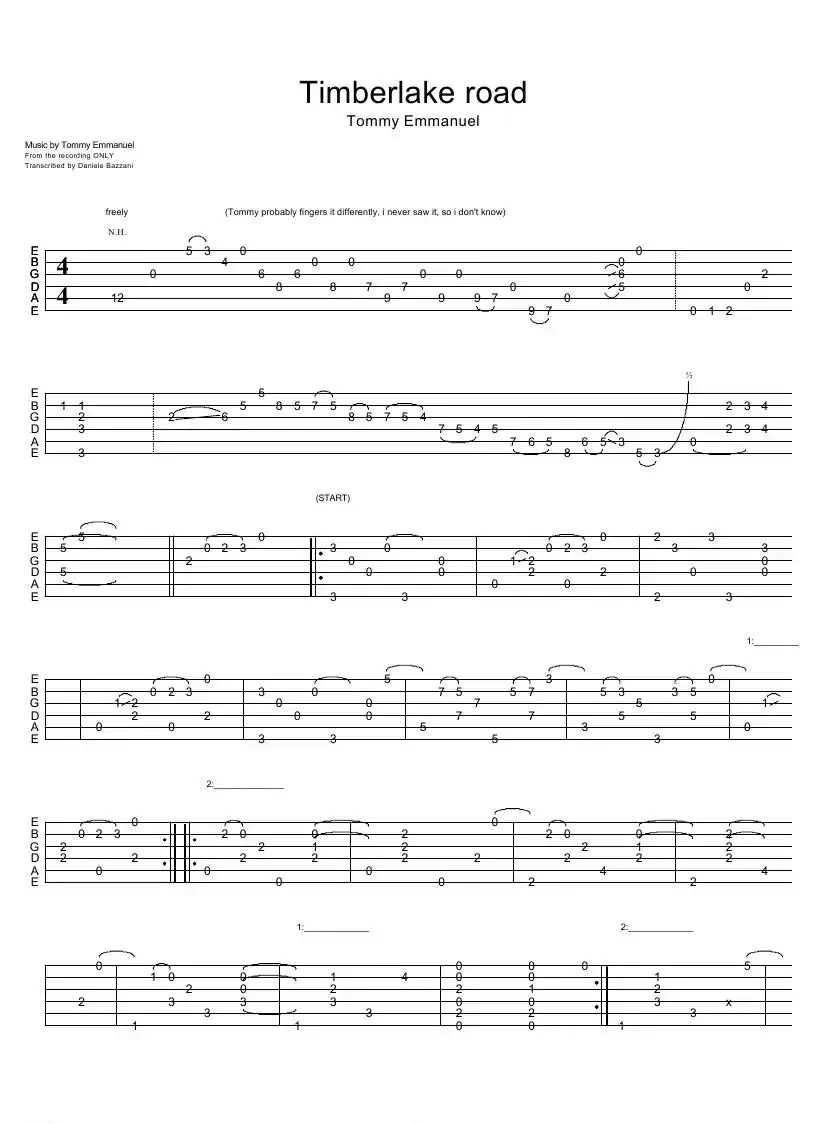 tommy emmanuel：timberlake road（指弹吉它）