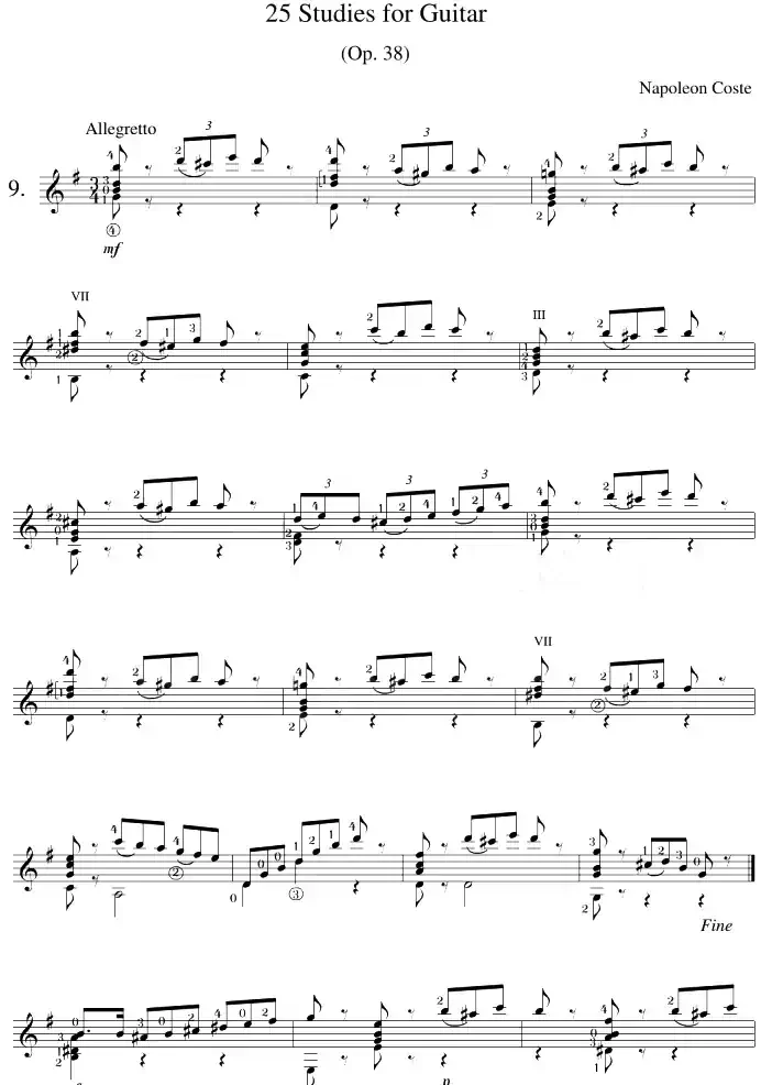 Napoleon Coste《25 Studies,Op.38》（STUDY 9）