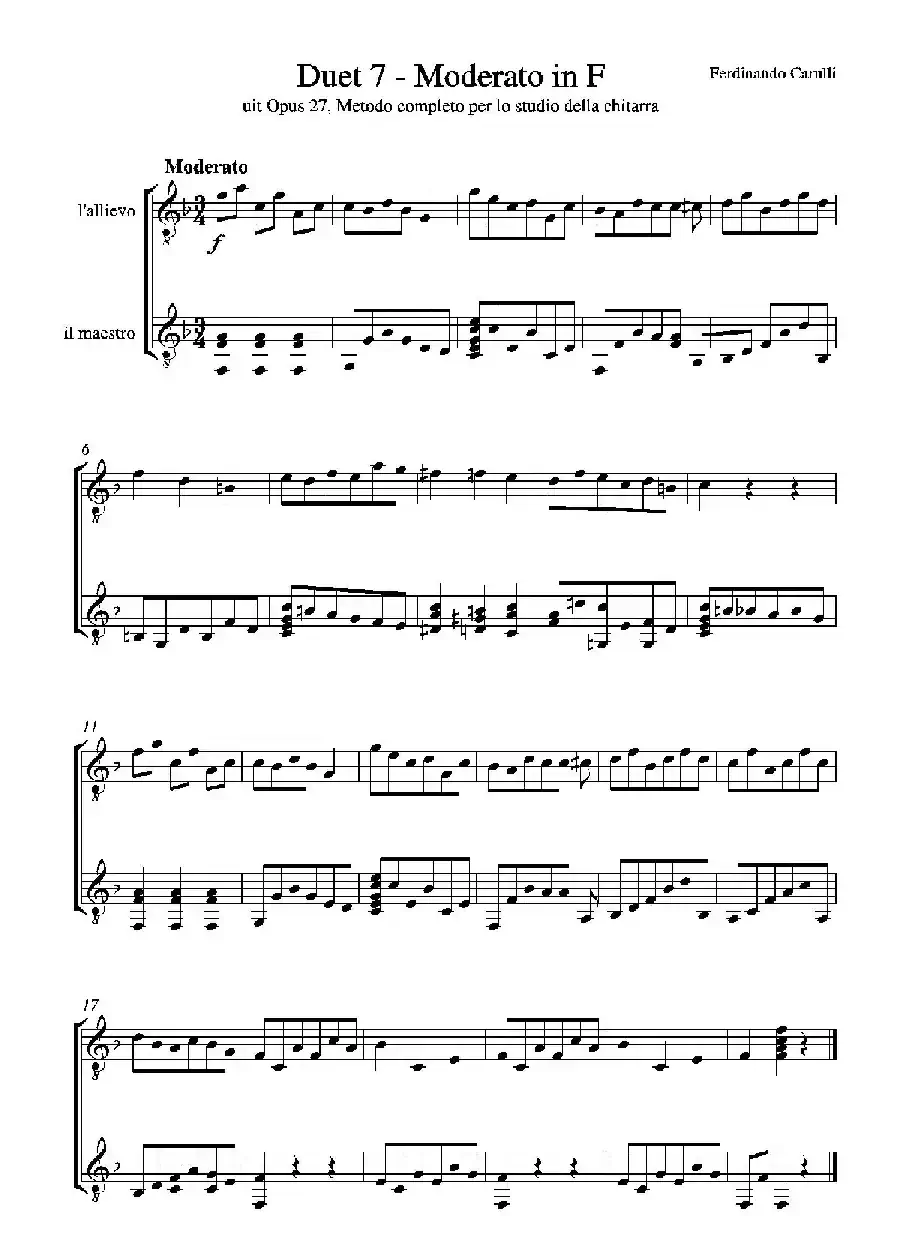 Metodo Completo Op.27-3（古典吉他二重奏练习·7）