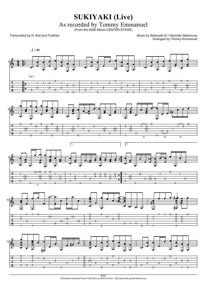 tommy emmanuel：sukiyaki（指弹吉它）