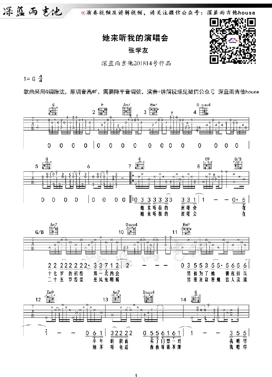 她来听我的演唱会（深蓝雨吉他编配版）