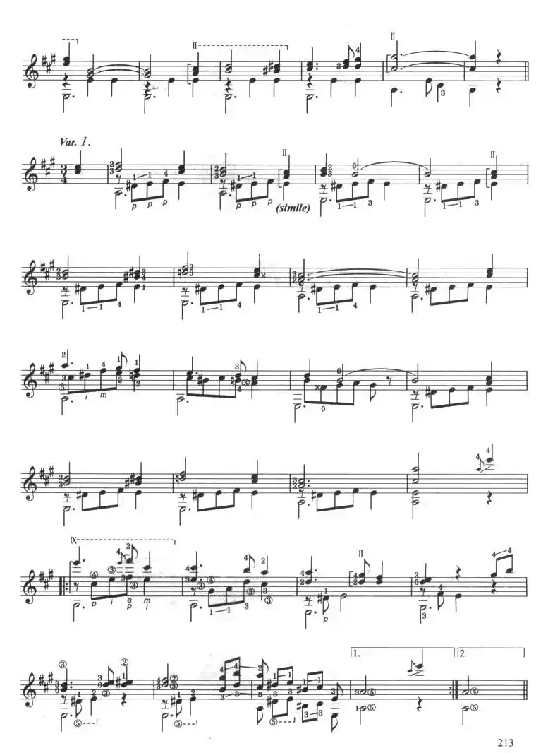 古典吉他考级十级外国乐曲A组（3、威尼斯狂欢节主题与变奏）