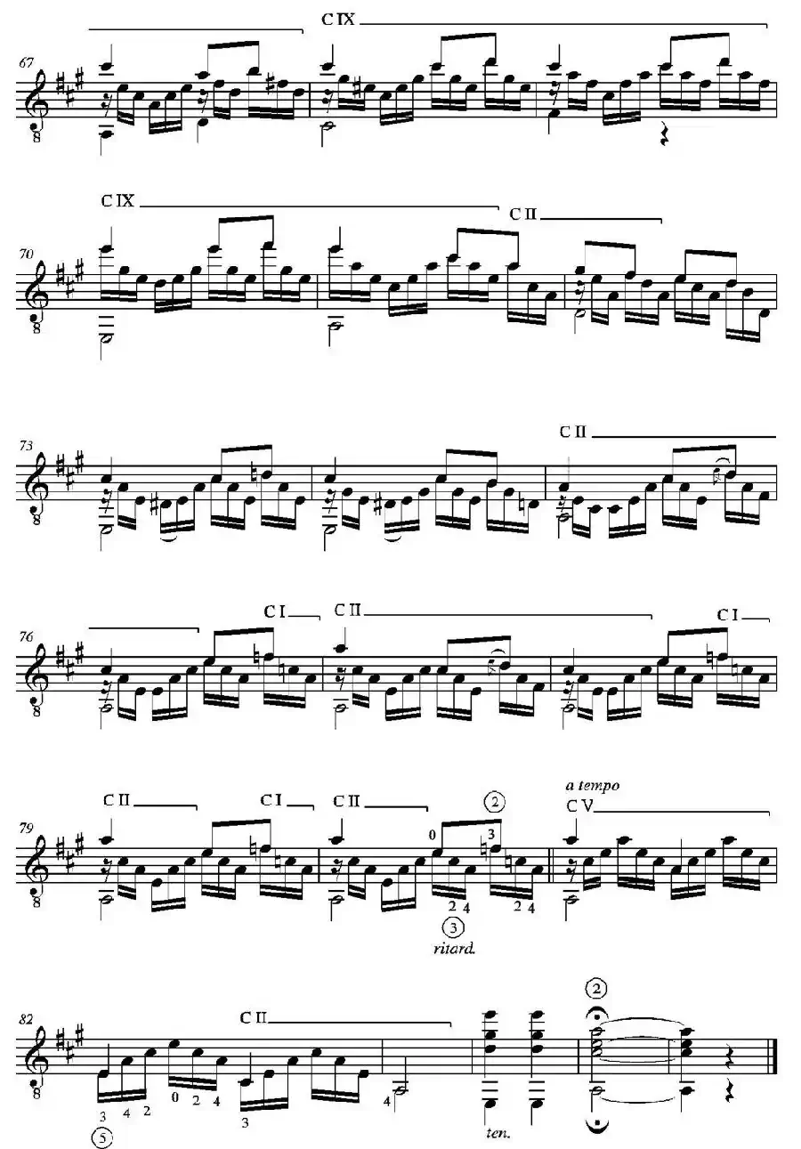 ESTUDIO BRILLANTE(Arreglado sobre un tema de Jean-Delphin Alard)（古典吉他）