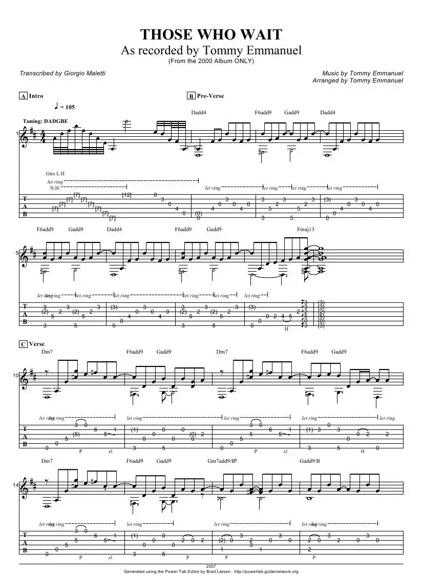 tommy emmanuel：those who wait（指弹吉它）